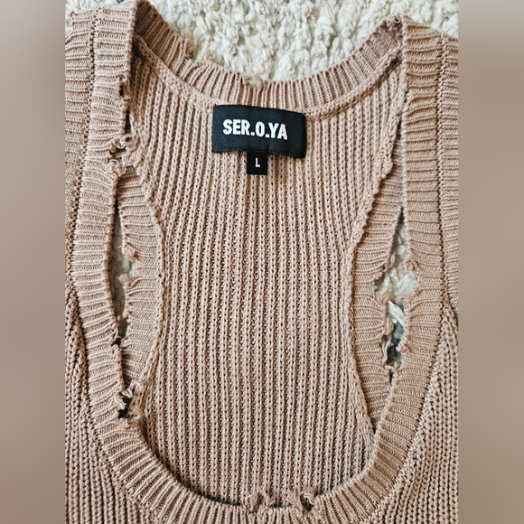 SER.O.YA Sweater Vest Mini Dress With Distressed Edges Large - Picture 4 of 6